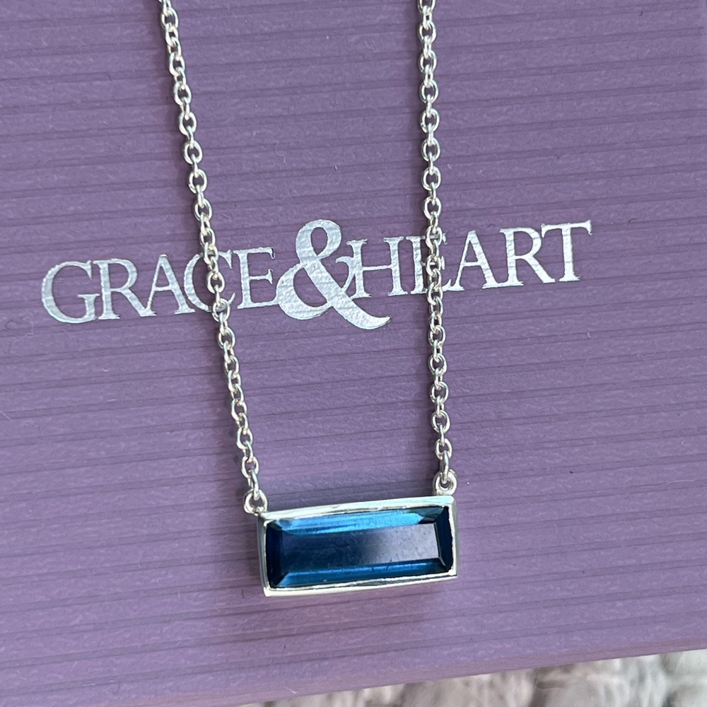 Grace & Heart Sterling Silver and Hydro Iolite “Blue is the New Black” Necklace